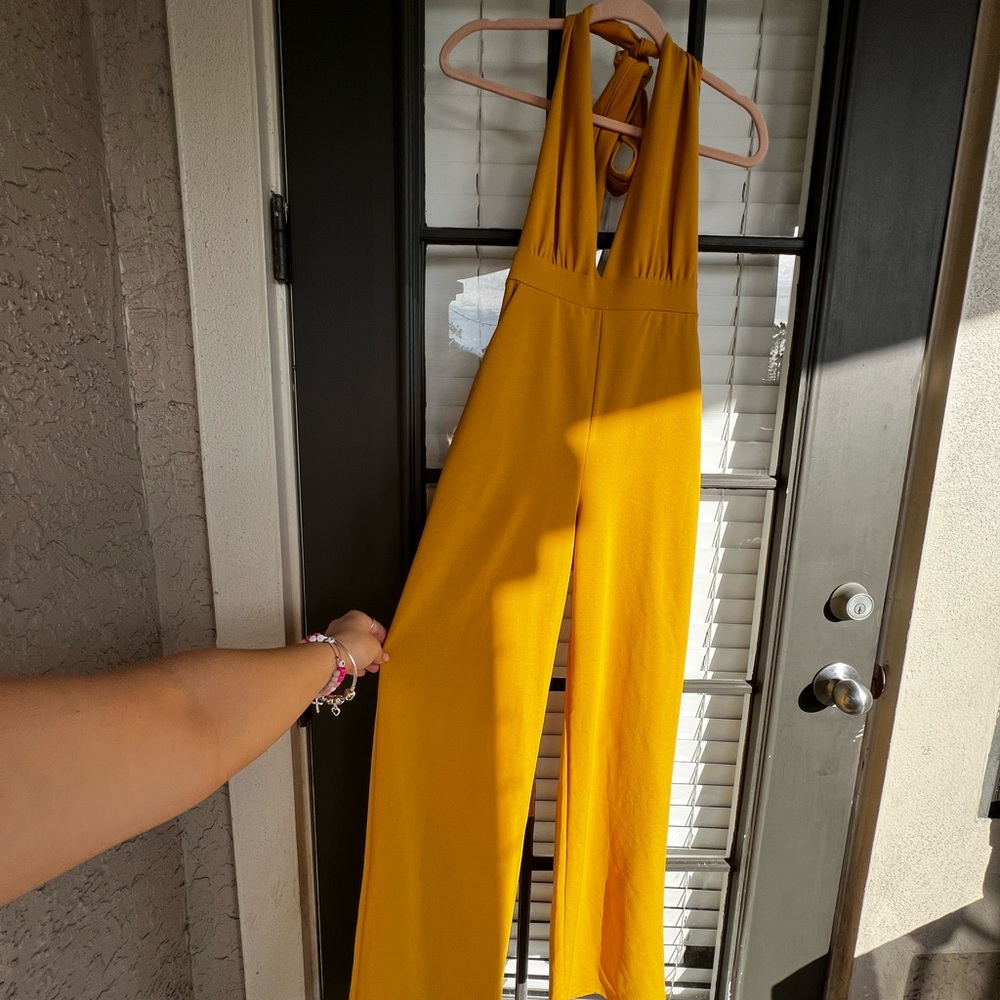 Yellow Halter Top Jump Suit with Tags